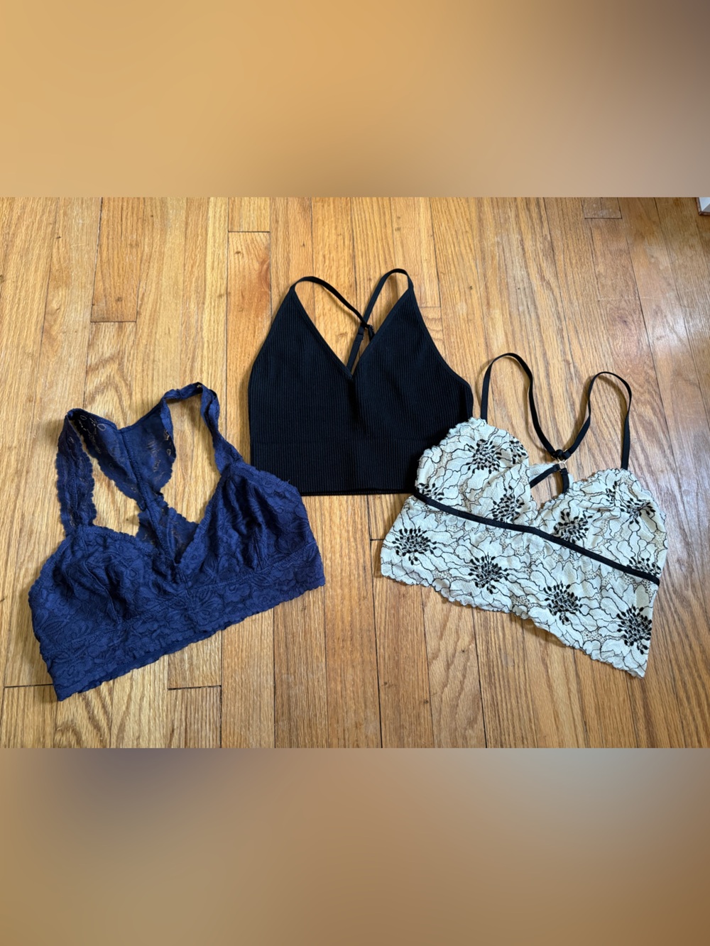 aerie Black, Navy and Ivory Bralette Trio
